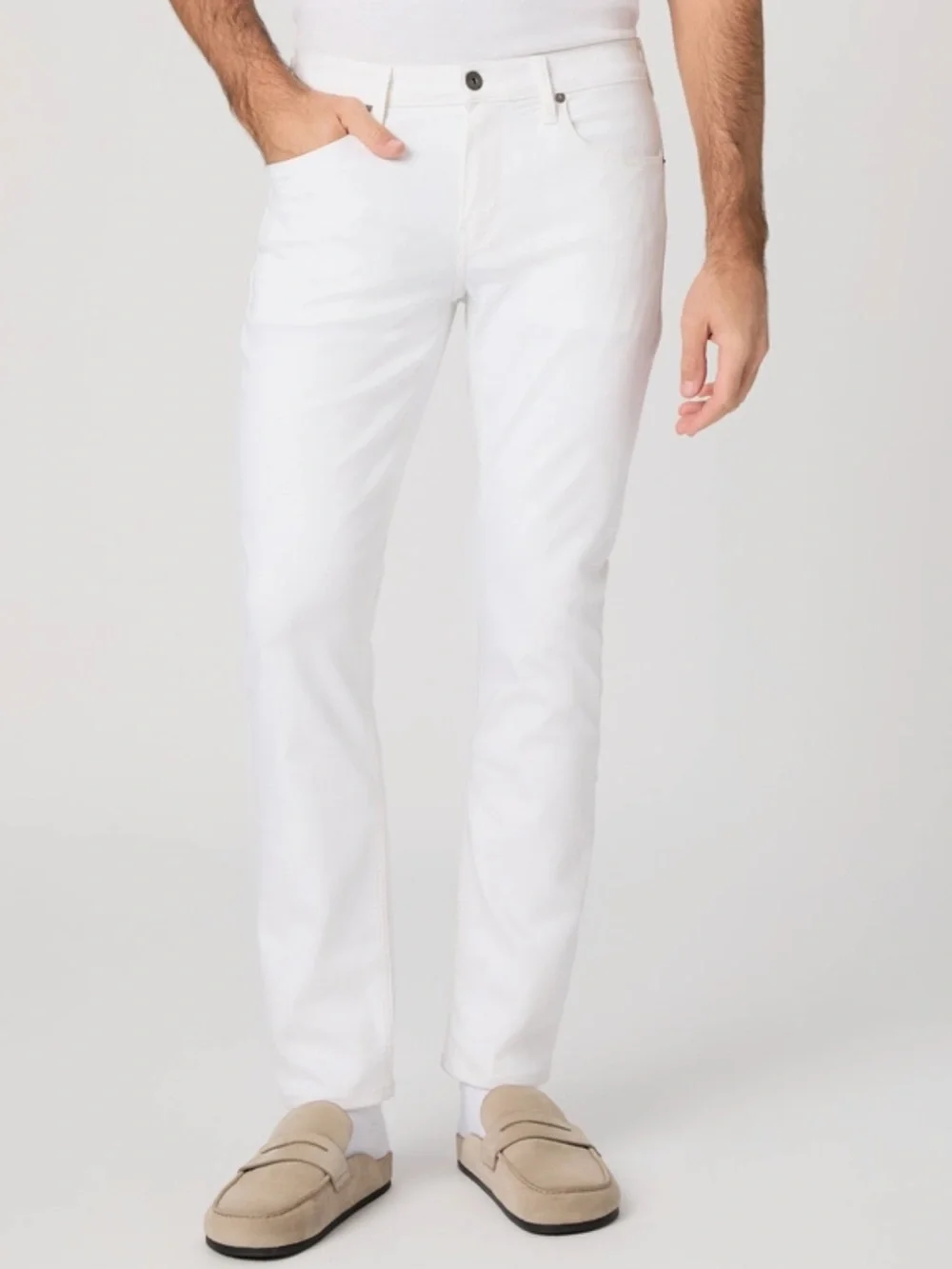 EXC! PAIGE Transcend Federal Straight Jean White Icecap Men's Sz 33 x 29 Stretch